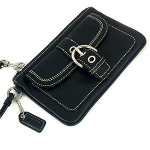 Coach Black soft glove leather Zip Wristlet/ purse
